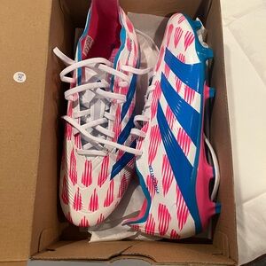Adidas Predator League FG Cleats - White and Pink